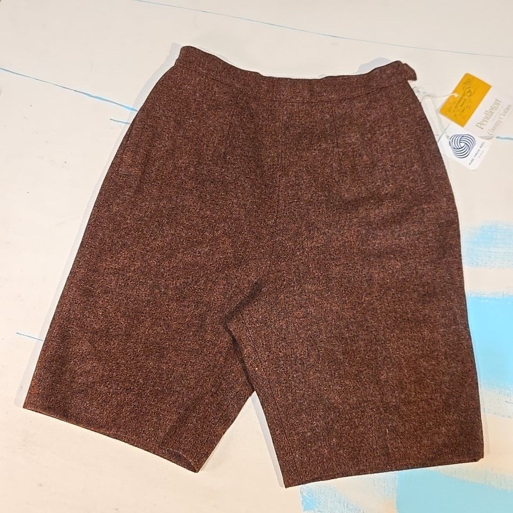 VTG Pendleton Pure Virgin Wool‎ Shorts Brown Deadstock S USA New Tag 23x9" 1980s